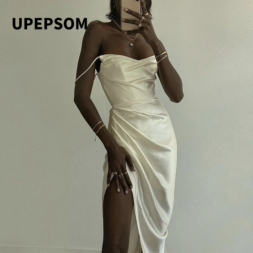 UPEPSOM 2020 С НАБОРНЫМИ БРЕТЕЛЬКАМИ без рукавов Сексуальная белая классическая