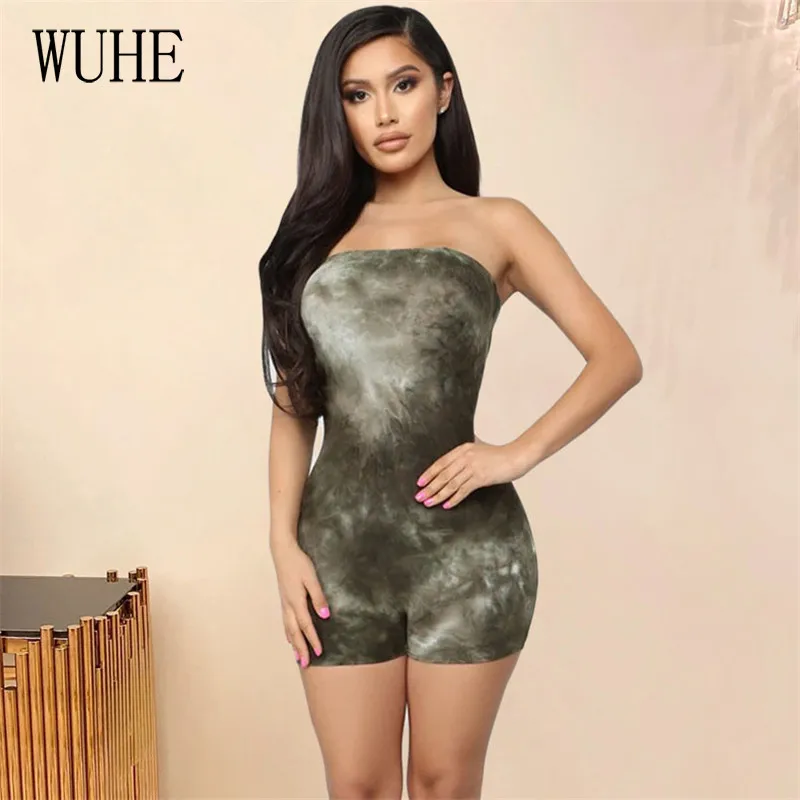 

WUHE Women Sleeveless Bodysuit Short Jumpsuit Summer Sexy Rompers Off Shoulder Bodycon Body Suit One Piece Fitness Overalls