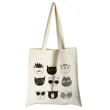 Милый кот мультфильм холст на заказ tote индивидуальные Эко сумки на заказ сумка для покупок с логотипом хлопок сумка многоразовая утилизация сумка