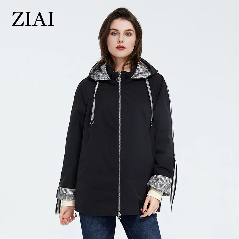 

womens spring short windbreaker black warm hooded trench coat Windproof high quality womens for outwear AS-9341