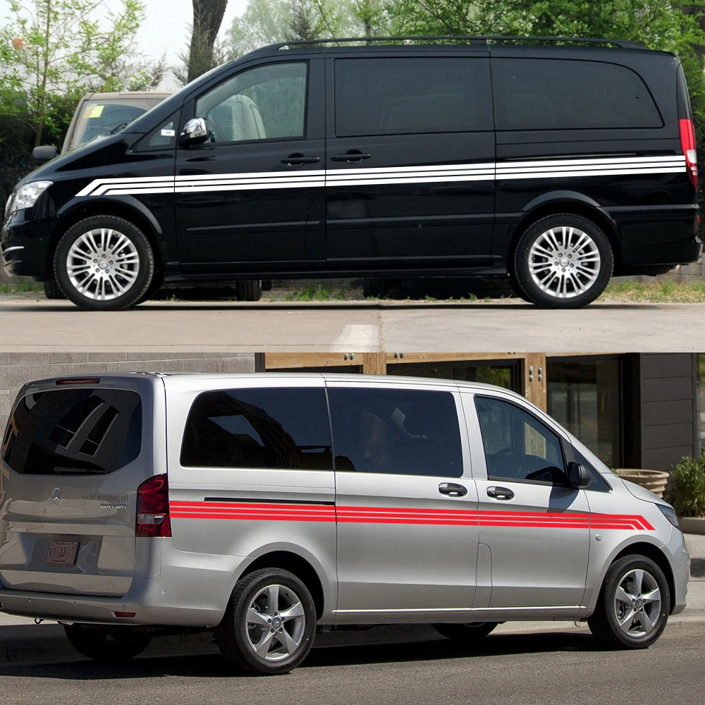 2 шт. автомобильные длинные Боковые Полосатые наклейки для Mercedes Benz Vito V Class W447 V260