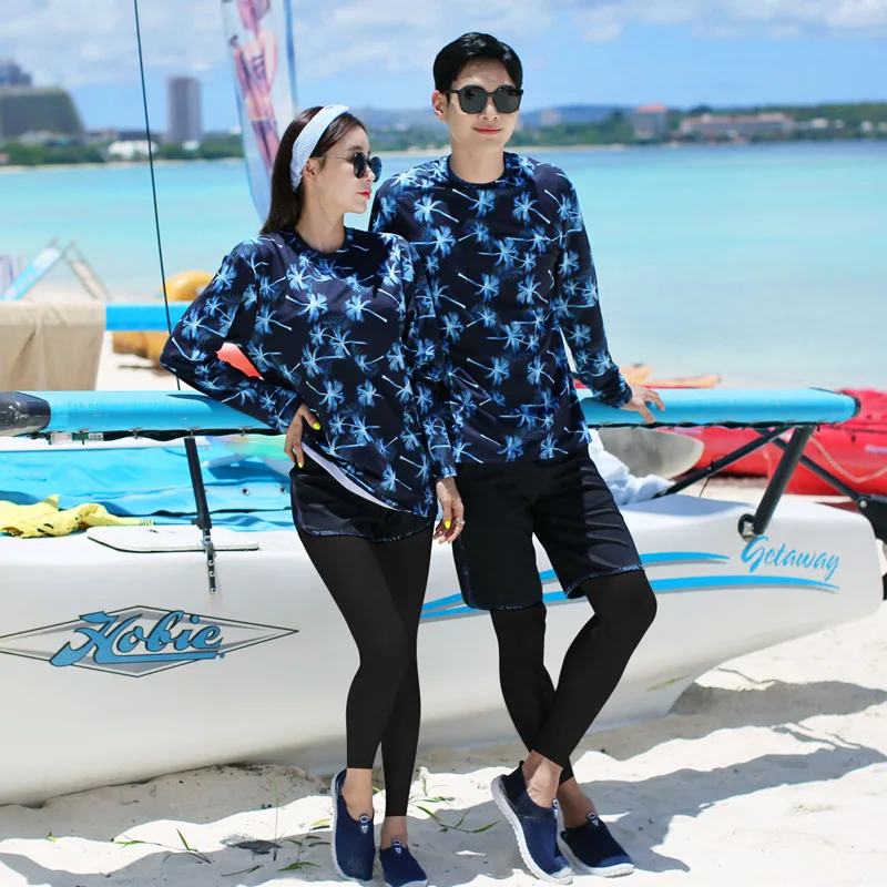

Couples Three Five Pieces Split Type Long Sleeve Trousers Bathing Suit Surfing Men And Women Zipper Tour Bathing Suit