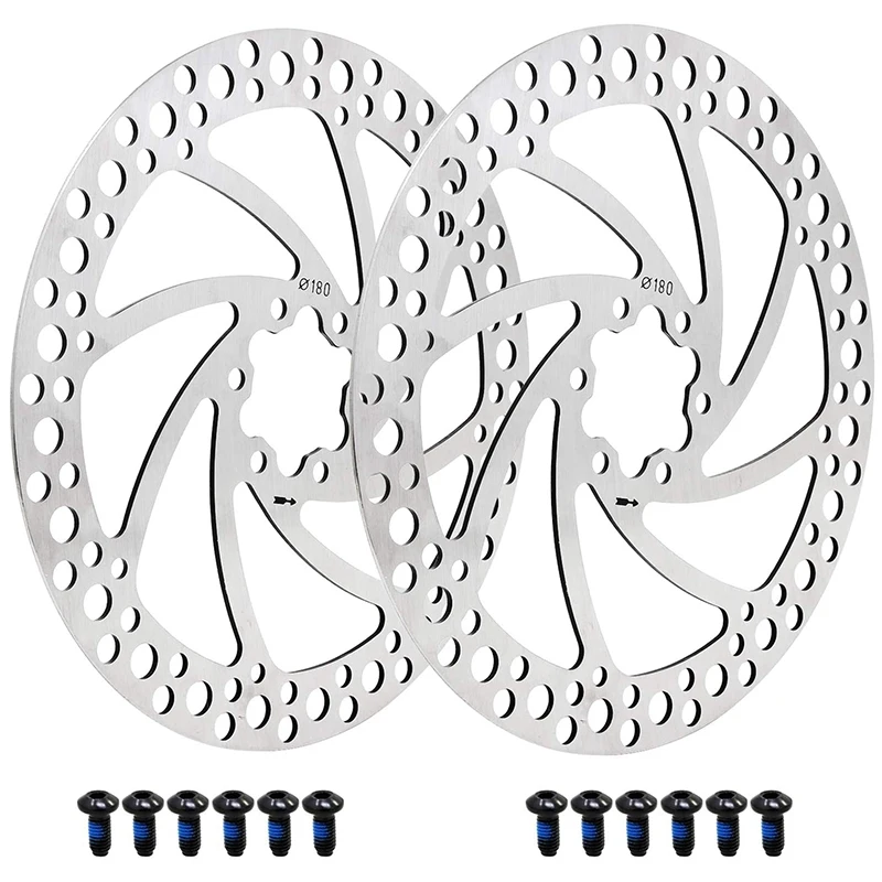 2PCS 180mm Bike Brake Disc Centre Lock Rotor with 6 Bolts Bicycle Rotors Fit for Road Bikes