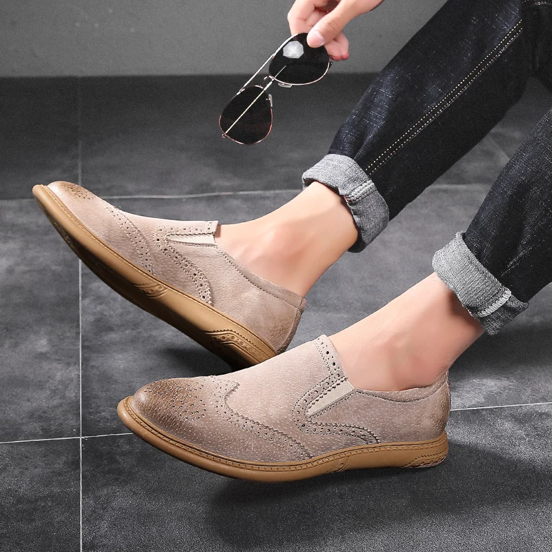 New Quality Leather Men's Shoes Four Season Leisure Classic Carved Retro Men's Leather Shoes Large Size38-46 Zapatos De Hombre %