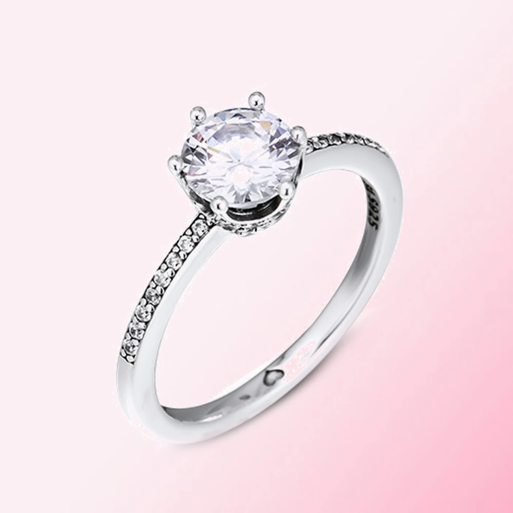 

2019 Fall 100% 925 Sterling Silver 1:1 Clear Sparkling Crown Ring High Quality Women's Jewelry Factory Direct Free Shipping