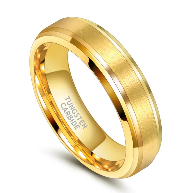 Somen New Arrival Classic Men Ring Gold Color 6mm 8mm Width Tungsten Carbide Unisex Luxury Wedding Band Simple Ring Jewelry 2