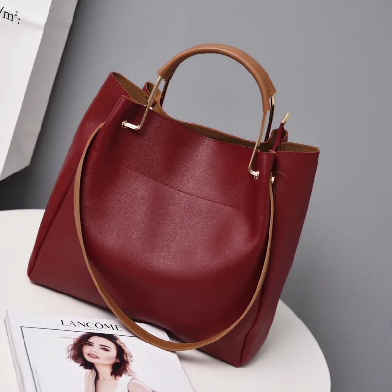 

Women Handbags Luxury Designer New Fashion Female Big Capacity Single Shoulder Bag Crossbody Bags Pu Leather Bucket Handbag