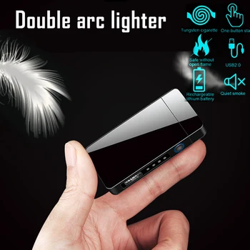 

Windproof Metal Smart Double Side Lighter USB Rechargeable Electronic Lighter Flameless Briquet Touch Induction Cigarette