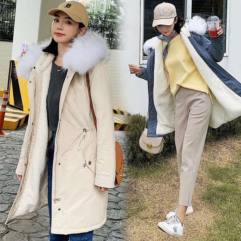 

AliExpress 2019 New Style Winter Down Jacket Women's Mid-length Brushed And Thick Warm Cotton Coat Cotton Overcoat Wholesale