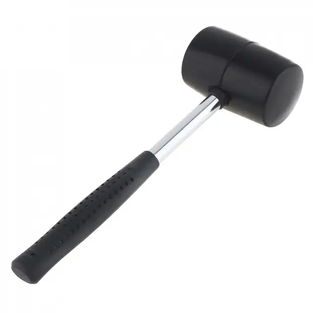 Rubber and Steel 400g Non-elastic Black Rubber Hammer Tile hammer with Round Head and Non-slip Handle DIY Hand Tool 2