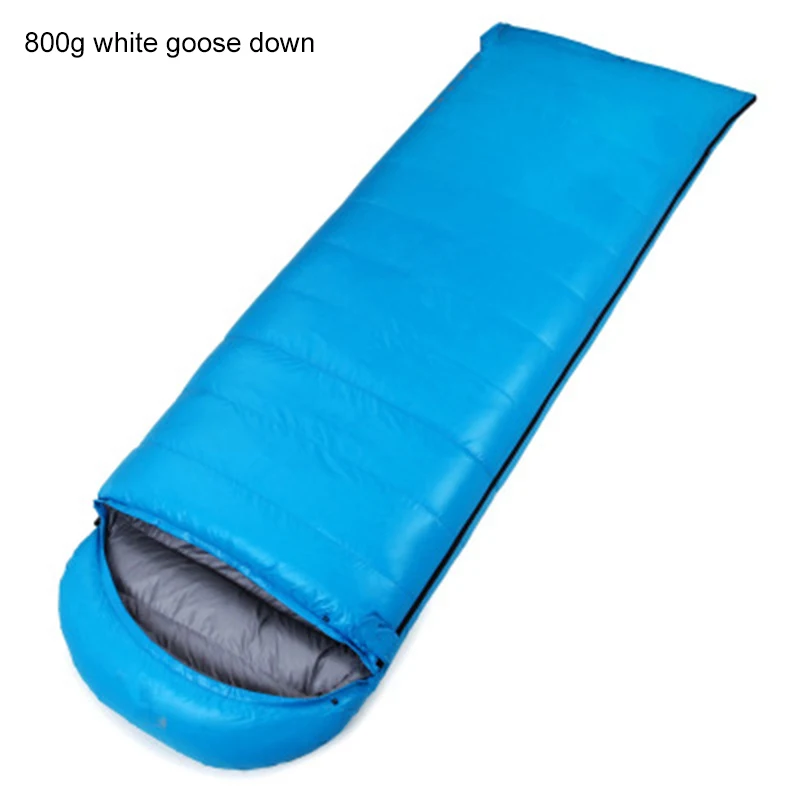 Blue 800gGooseDown Открытый конверт типа Кемпинг вниз сплайсинга двойной спальный мешок для взрослых утолщение можно сшить белый гусиный пух спальный мешок - Цвет: Blue 800gGooseDown