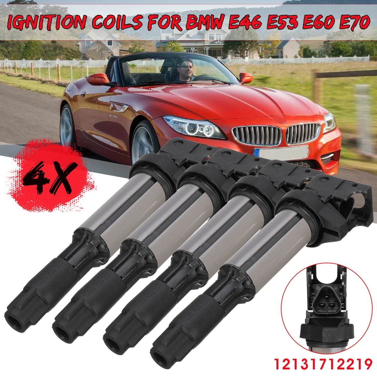 4 шт. катушки зажигания для BMW E46 E53 E60 E70 E71 E90 X3 X5 M3 Z4 12131712219 12137551260|coil|coil bmwcoil ignition |