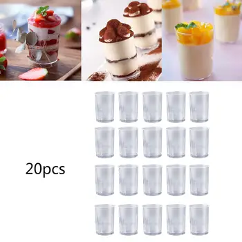 

20PCS Plastic Cup Disposable Round Clear Pudding Cups Thickened Mousse Cake Dessert Pudding Jelly Container Cups