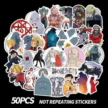 

50Pcs Fullmetal Alchemist Anime Sticker Scrapbooking Edward Elric Alphonse Elric Winry Rockbell Scrapbook Stickers For Laptop