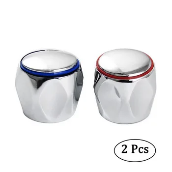

Hot Cold Faucet Handle Knob Red+Blue 2Pcs/Set Faucet Knob Handle Universal Replacement Handle Silver Tone new