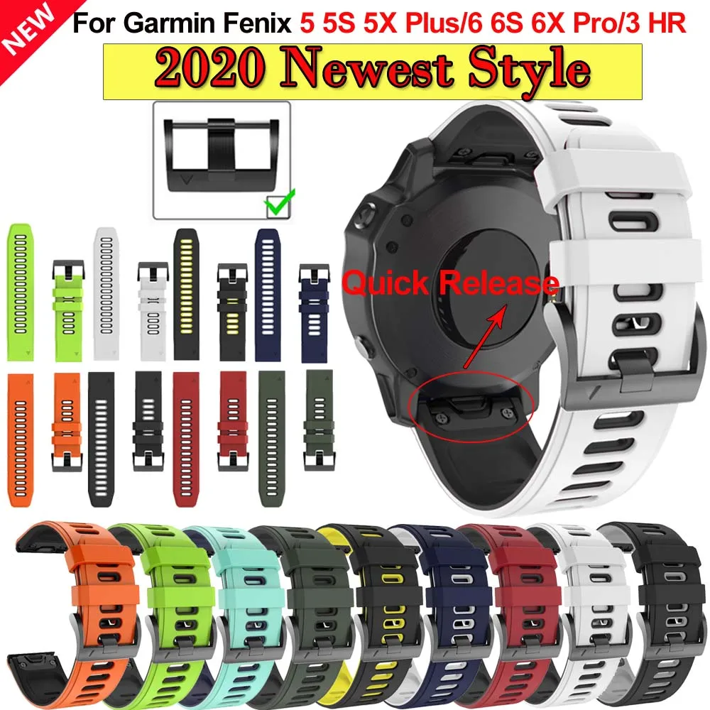26 22 20mmWatchBand ремешки для часов Garmin Fenix 6 6S 6X Pro 5X 5 5S 3HR 935 быстросъемный силиконовый