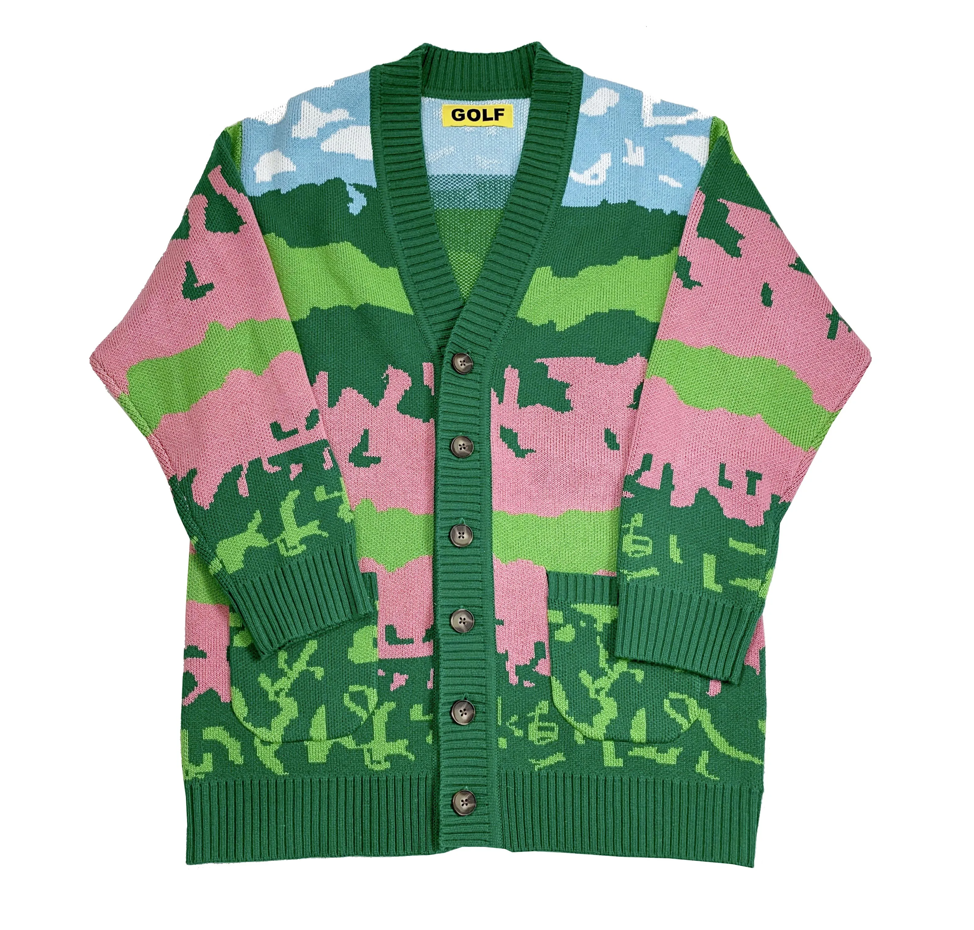 

New luxury men golf Flower Le Fleur Tyler The Creator landscape Casual Sweaters Cardigan Asian Plug Size High Drake #M14