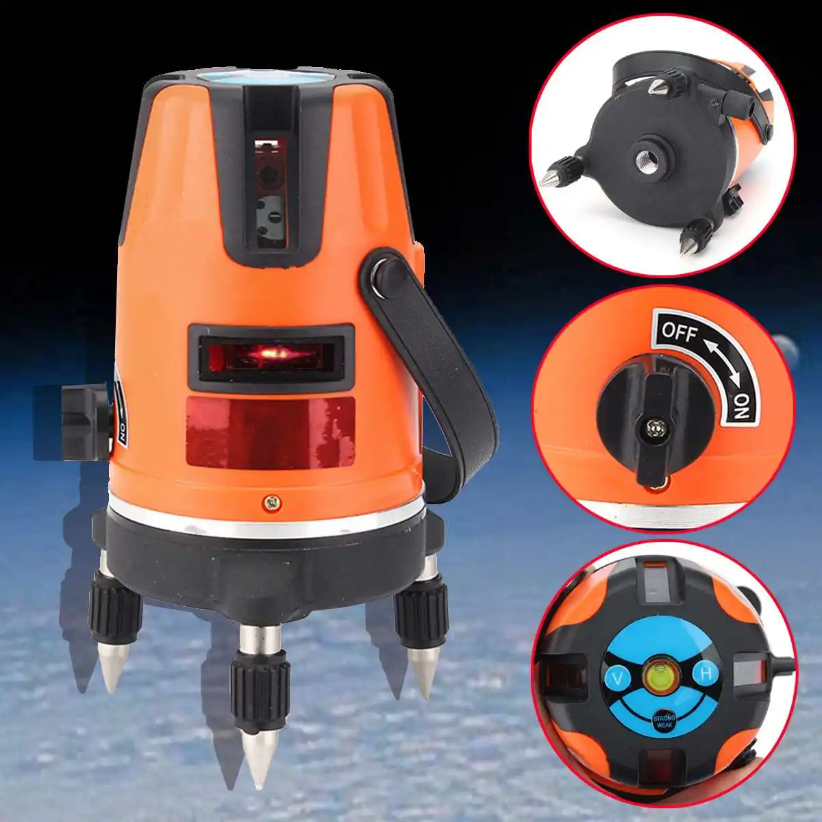 Automatic Self Leveling 5 Line 6 Point 4V1H Laser Level Measure Levelling Kit 360 Degrees Rotary Without Battery