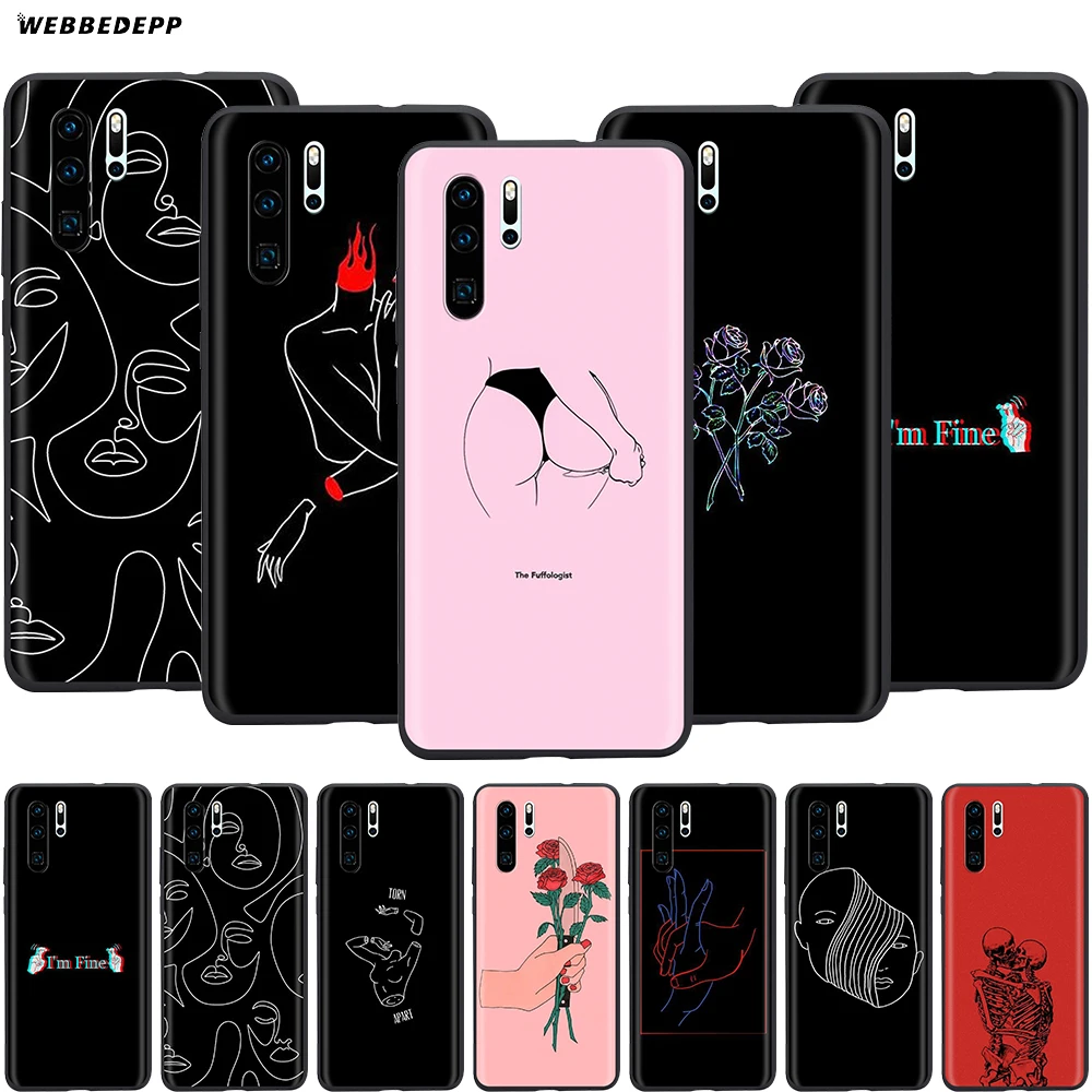 

Webbedepp Abstract Line Face Case for Huawei Mate 10 20 30 Nova 2i 2 3 3i 4 5i Y5 Y6 Y7 Y9 Pro Lite Prime