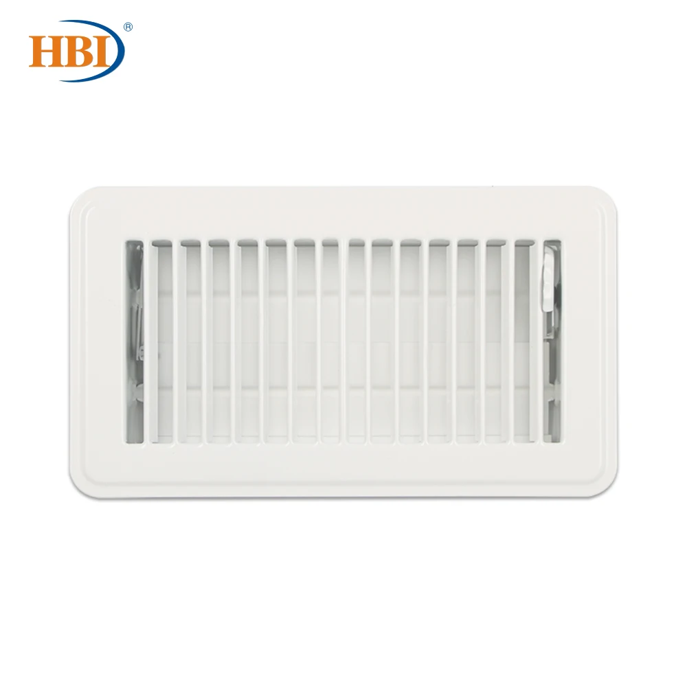 

HBI 4" X 8" White Floor Air Register Floor Diffuser No Holes for RV and Home Alloy Steel Rectangular Air Vent Grill