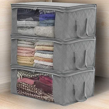 

Clothes Storage Bags Non-woven Folding Quilt Under Closet Storage Box Dust-proof Cabinet Finishing Boxe's Save Space Organizer #