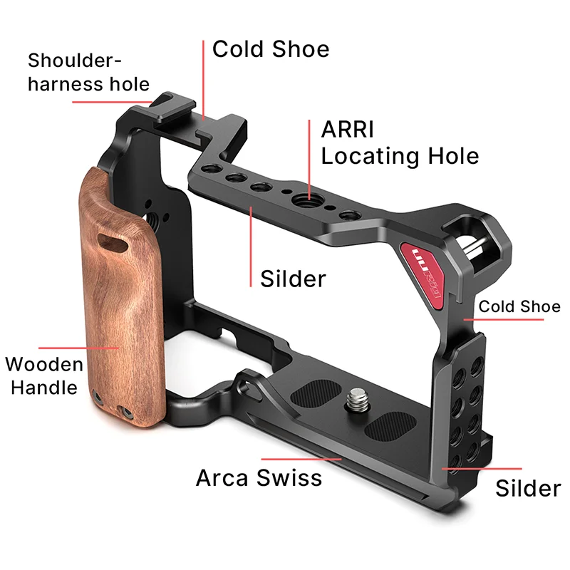 UURig de Metal Cámara jaula para Sony A6000 A6100 A6300 A6400 A6500 plataforma Arca Swiss Zapata fría Arri localizar montaje de agujero Mic Luz de relleno
