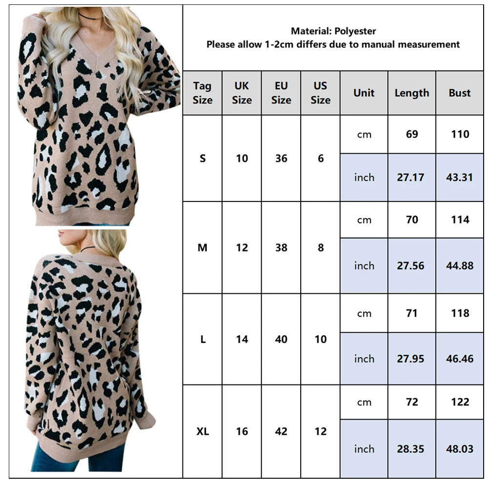 2019 Woman Leopard Knitted Sweater Winter Print V-Neck Long Sleeve Female Pullovers Casual Sweater Loose Female Sweaters D30 2019 Woman Leopard Knitted Sweater Winter Print V-Neck Long Sleeve Female Pullovers Casual Sweater Loose Female Sweaters D30