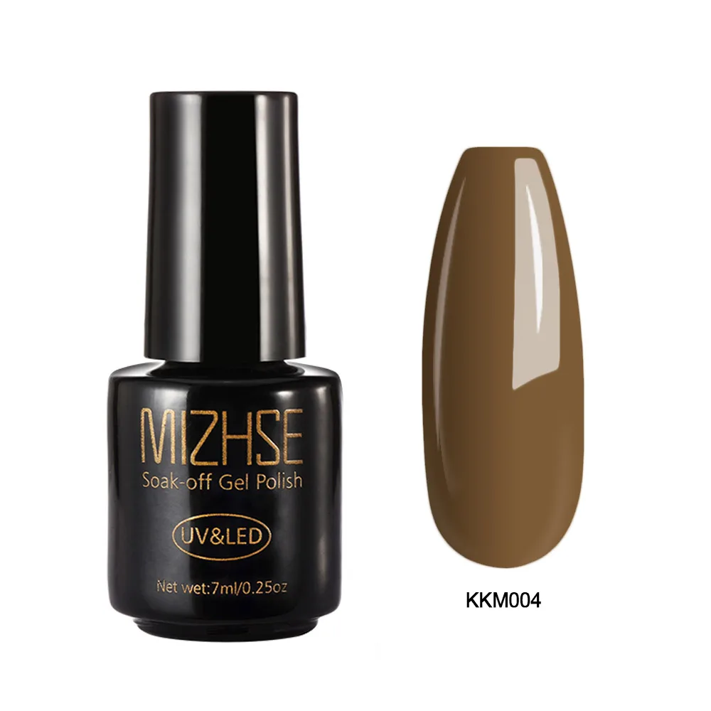 MIZHSE Гель-лак для ногтей, 7 мл, замачиваемый, дизайн ногтей, стиль Fench, коричневый цвет, серия, УФ-Гель-лак,, цветной УФ-Гибридный гвоздь, лак - Цвет: KKM004