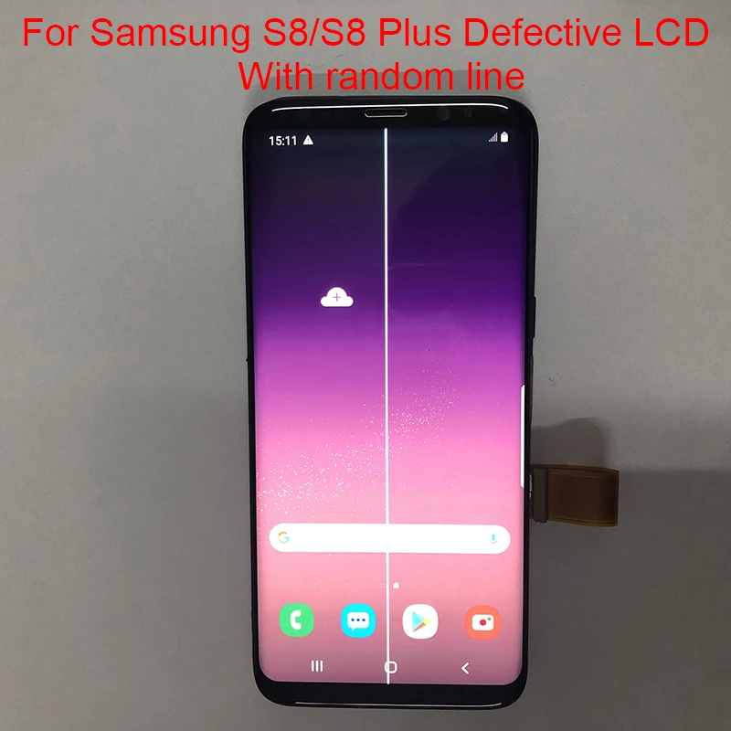 With Line S8 Screen For Samsung Galaxy S8 Plus LCD With Frame Defective Display SM-G950A G955U G950F/DS LCD Touch Screen Parts