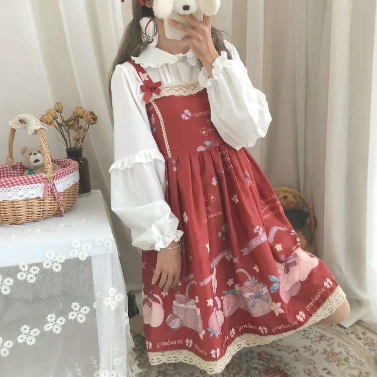 Лолита косплей милые каваи клубника кошка Ло JSK платье японская мягкая Лолита косплей сладкий милый каваи девушка JSK