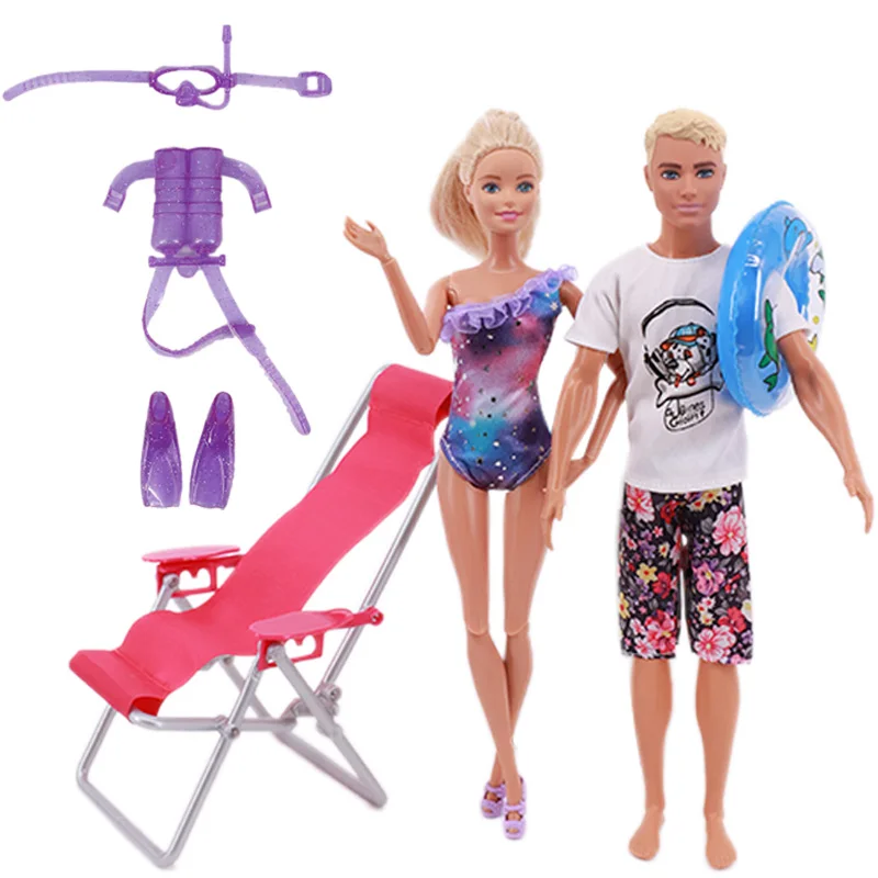 Barbiees Vestiti Per Bambole Ken Outfit Cielo Stellato Costume Da Bagno Salvagente Snorkeling Dive Sedia Da Spiaggia Giocattolo Fai Da Te Per Bambola 