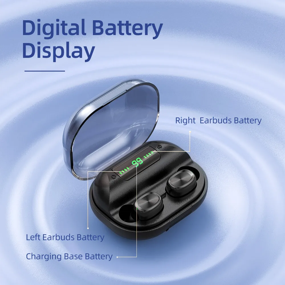 TWS Adapter For Earphone Wireless Bluetooth Earphone Wireless Earbuds Sport Bluetooth Earphone Power LED Display with Charging