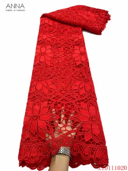 

Anna african cord lace red embroidery design with large floral pattern water soluble fabric 2020 high quality nigerian mesh lace