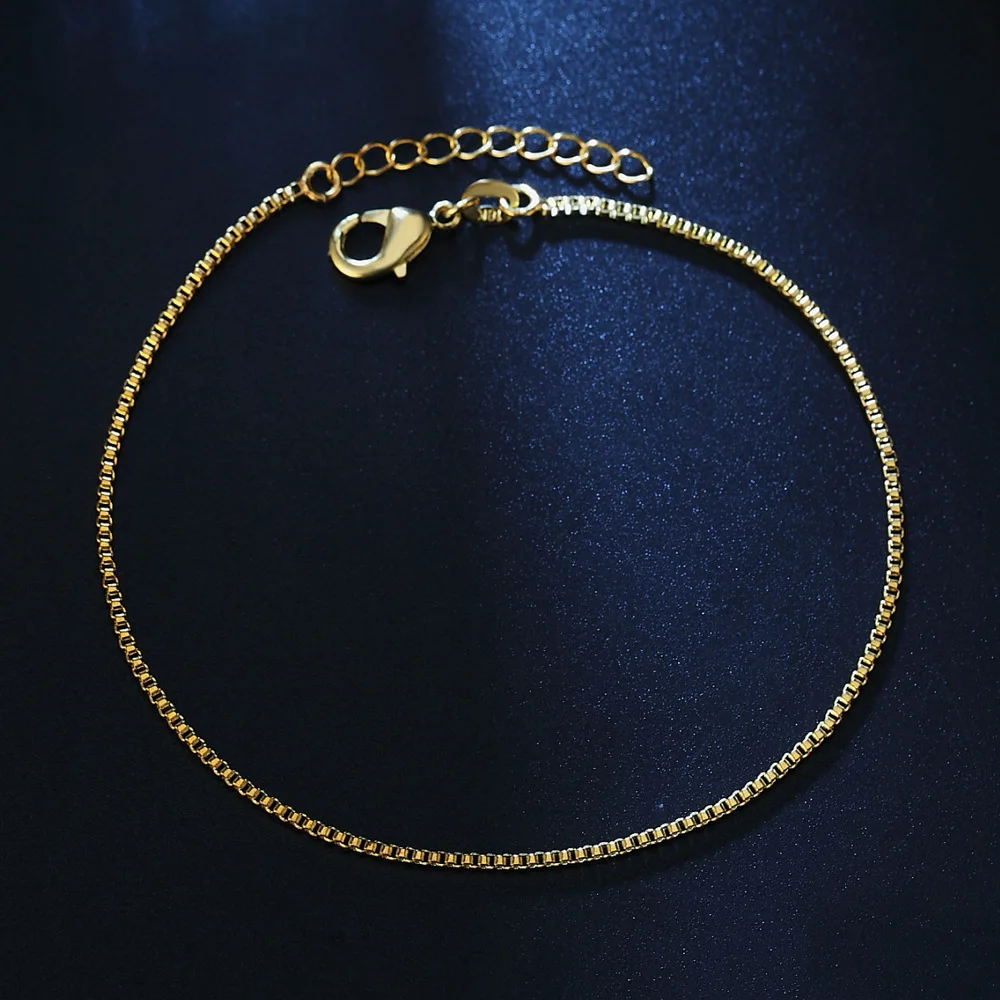 

Simple 2mm Box Chain Women Anklet Bracelet Silvery/Gold Color Classic Chain Ankle Jewelry Gift Wholesale