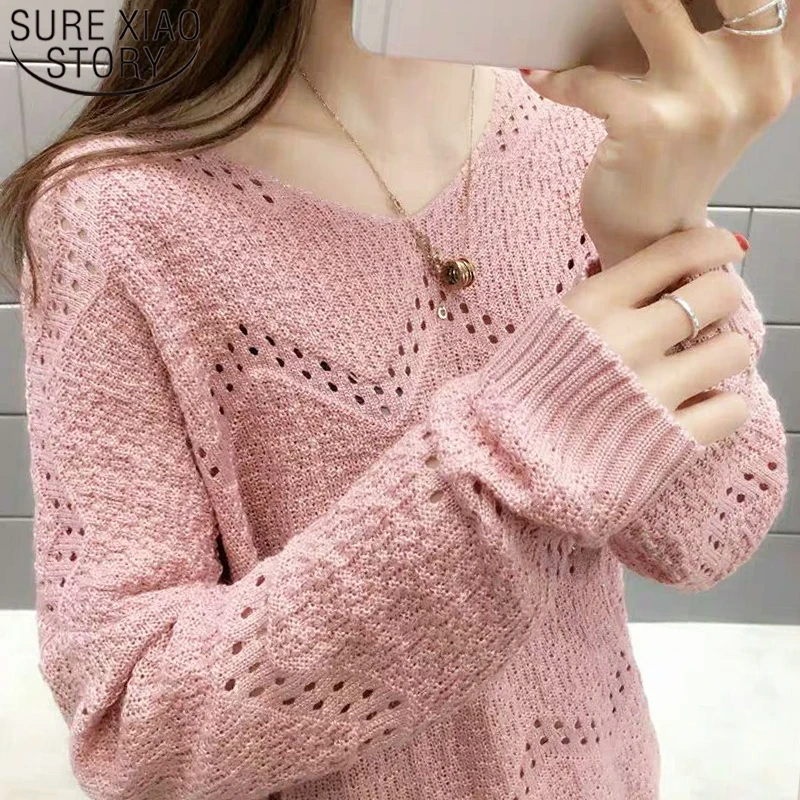 

Spring 2019 New Fashion Knitted Women Sweater Long Sleeve V-neck Elegant Women Clothing Women Sweaters and Pullovers 5456 50