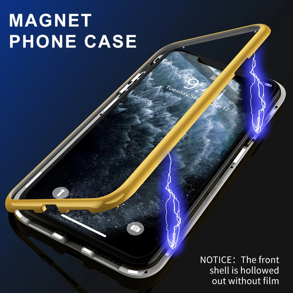 

KISSCASE Magnetic Adsorption Case For iPhone 11Pro Funda 7 8 X XR XS MAX 11 11Pro MAX 7Plus 8Plus Glass Case For iPhone XS Coque