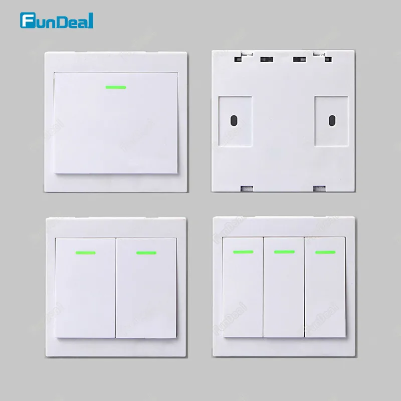 

433 Mhz Wireless RF 86 Wall Panel Transmitter and AC 110V 220V 1CH Remote Control Switch Receiver Hall Living Bedroom Led Lights