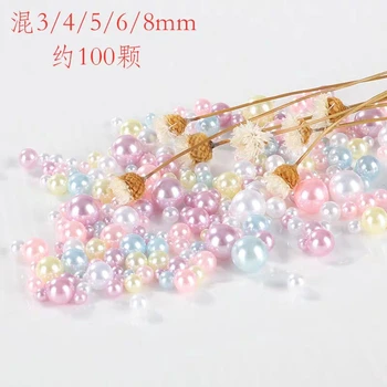 

100Pieces Simulation of Mixed Color Manicure Pearl DIY Crystal Drop Glue UV Glue 500 Pearl Enclosing Fillers Clay Embellishment