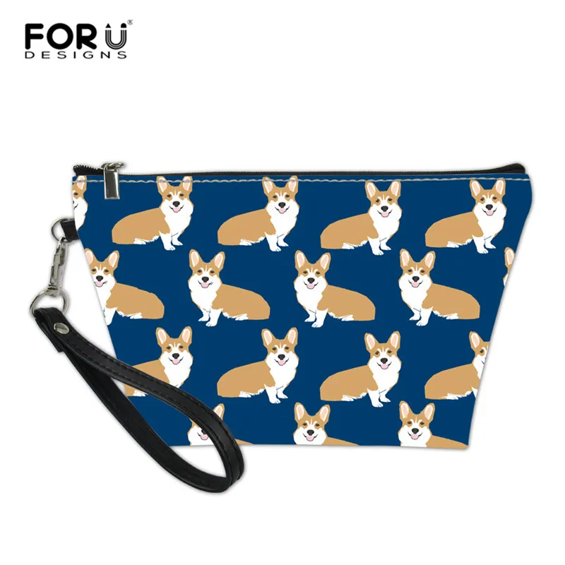 L2387Z8 FORUDESIGNS Cute Corgi Dog Women Multifunction Travel Portable Cosmetic Bag Makeup Case Pouch Toiletry Organizer Storage Black - Цвет: L2387Z8