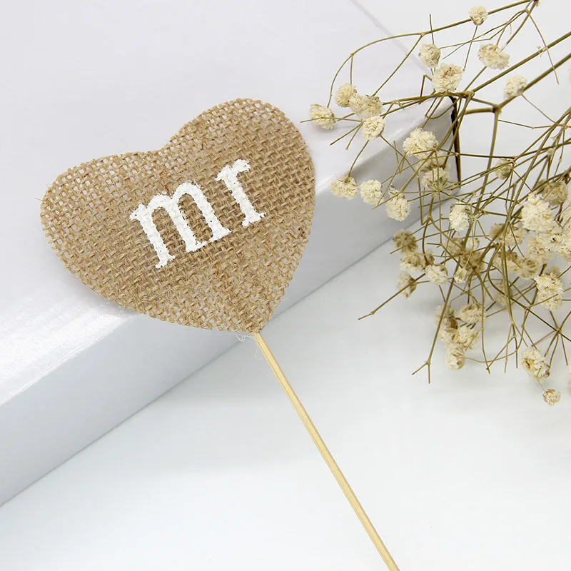 2 шт. свадебные мешковины Mr Mrs винтажные Свадебные украшения в деревенском стиле