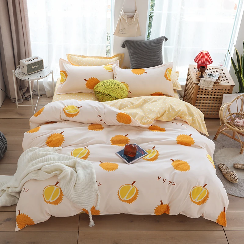 Bedclothes Fruit Durian Bedding Sets Yellow Quilt Cover Bed Linen Pillow Cover3 4pcss Sets King Bed Simple Duvet Cover Set Sheet Bedding Sets Aliexpress