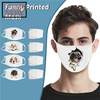 

4pcs Funny Dogs Printed Mask Breathable Washable For Adults Mascarilla Reutilizable Masque Lavable Mondmasker Wasbaar Mascherine