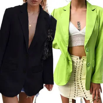 

Suit Women Blazers and Jackets Slim Casual Long Sleeve Blazer Ladies Suits Top Candy Color Black Office Wear Jacket Coat Outwear