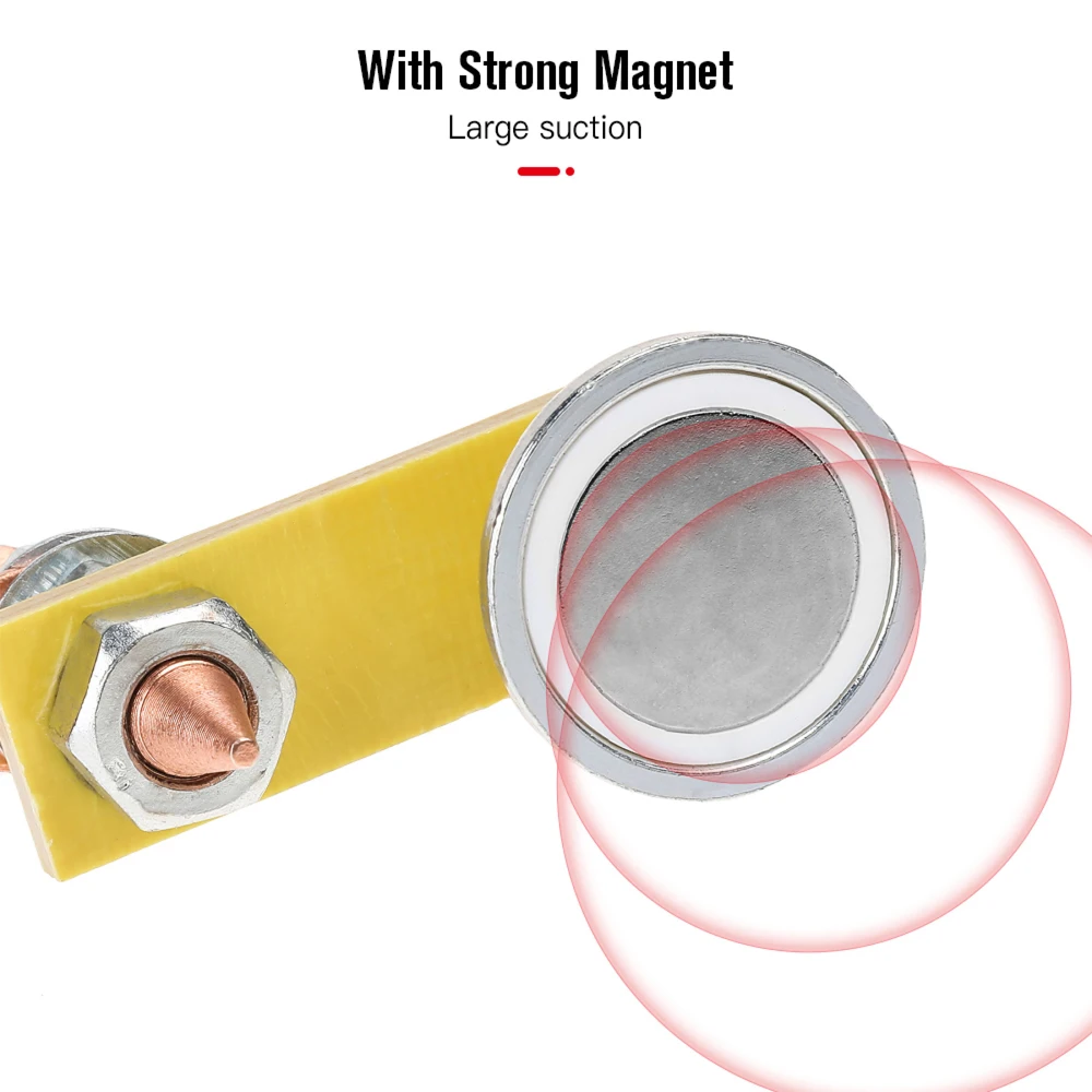 Soldagem Ímã Cabeça, Magnetic Ground Clamp Ferramentas, Magnetismo Forte, Grande Sucção, Cobre Cauda, Soldagem Estabilidade Grampos