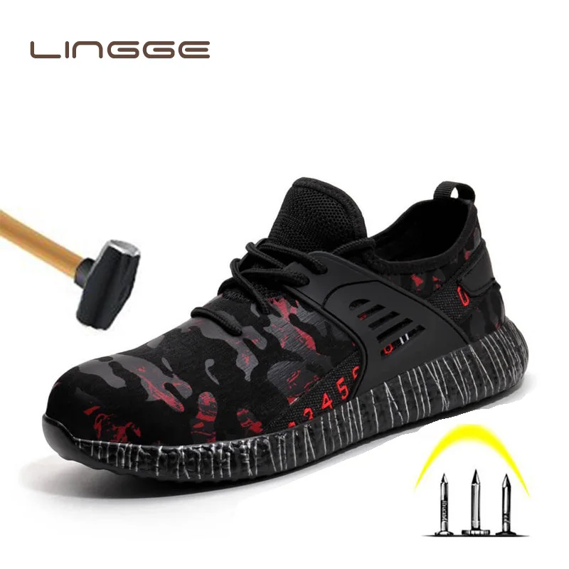 Skup LINGGE nowe zimowe niezniszczalne Ryder buty mężczyźni stalowa nasadka na palec buty ochronne stalowe Toe Needleproof praca trampki oddychające buty