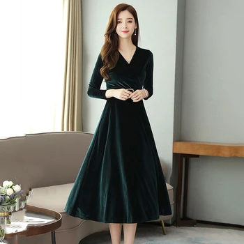 

Designer Runway Velvet Dress Winter Elegant Party Dresses Women Long Sleeve Casual Vintage Dress Vestidos Robe Femme