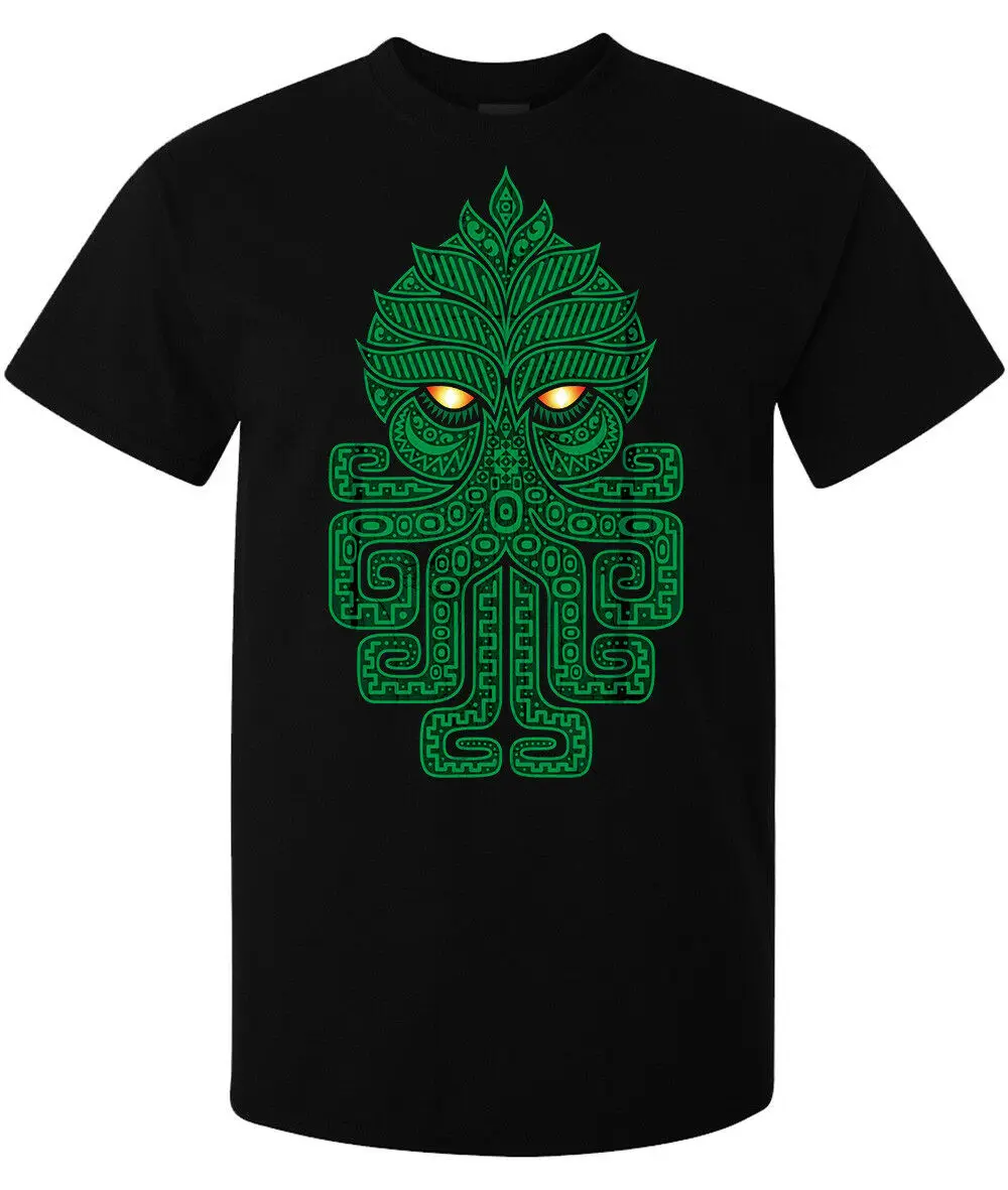 Cthulhu Elder God Green Art Aztec Style Men's (woman's Available) T-Shirt Black Cotton Outdoor Wear Tops Tee Shirt | Мужская