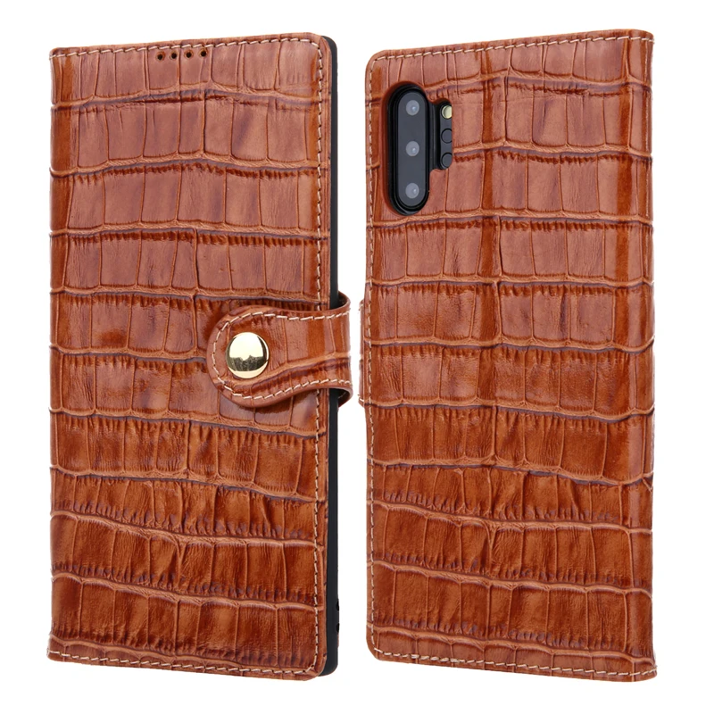 

For Samsung Note10 Wallet Case Crocodile Genuine Leather Case Business Flip Stand Smart Cover for Samsung Galaxy Note 10 Pro