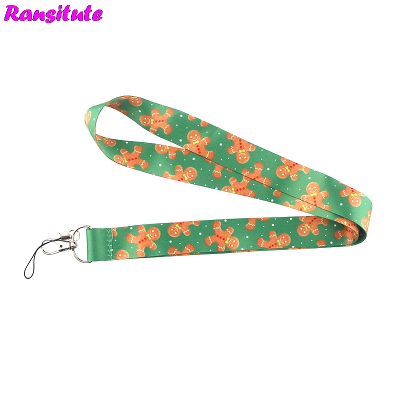 Christmas bear biscuit mobile phone lanyard key ID card USB badge holder DIY fashion neckband decorative lanyard R676