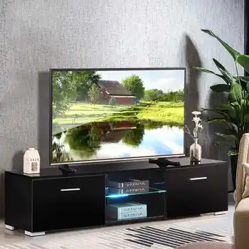 

57'' Rectangular TV Cabinet Modern LED TV Stands Living Room Furniture Detachable TV Bracket with Dual-Drawers Home Furniture